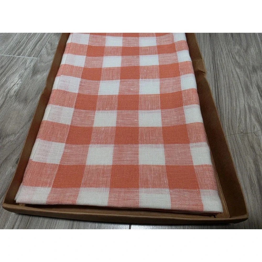 Solino Home 52 X 52 Inch Morgan Check Table Throw Living Coral And White